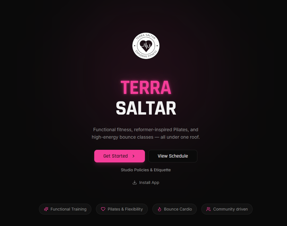 Terra Saltar app home screen
